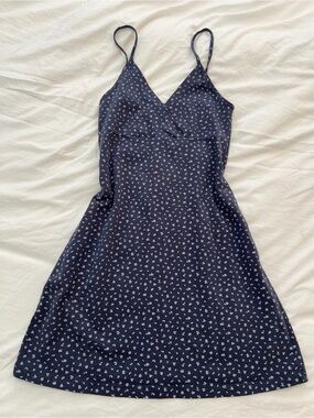 Brandy Melville Navy Slip Dress with White Floral Print